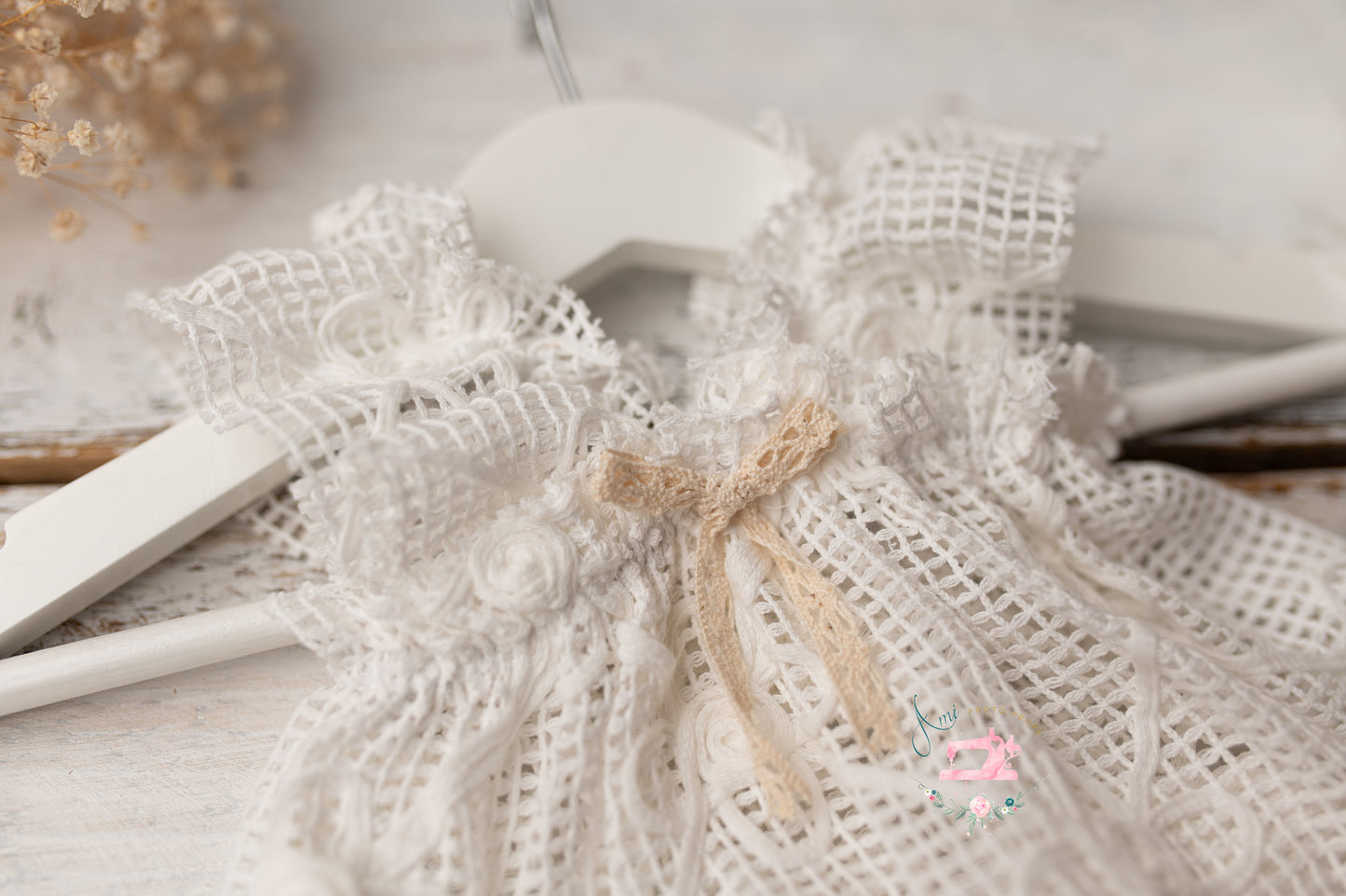 DAISY - set dress, panties and bonnet nb