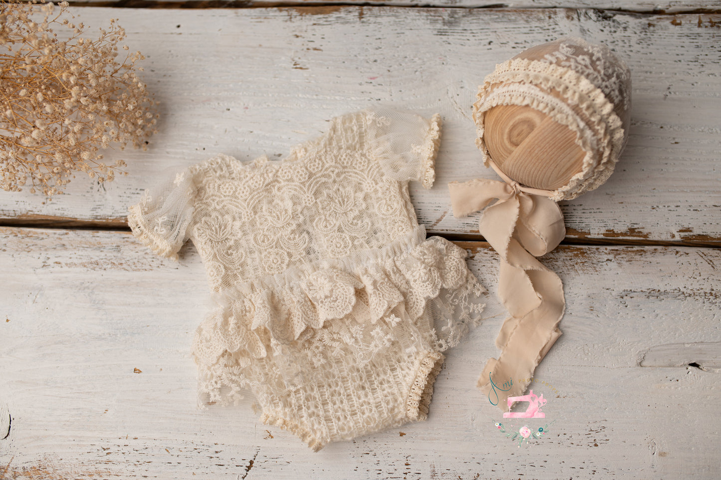 ANN - set romper and bonnet nb