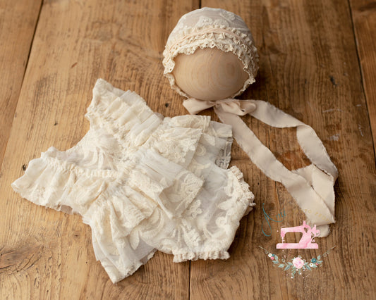 MONICA  - dress with panties and bonnet