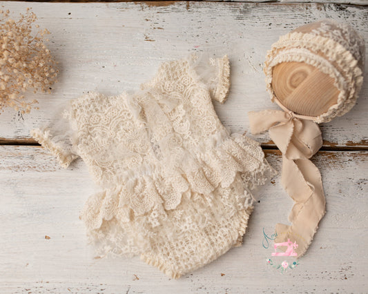 ANN - set romper and bonnet nb